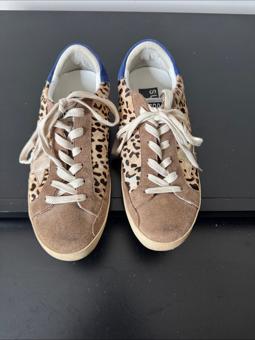 Golden Goose Leopard Suede Sneakers with Blue Heel